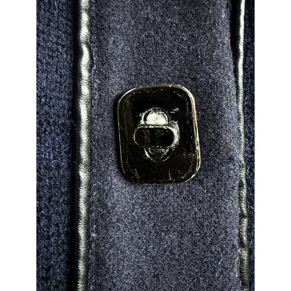 Tory Burch $598 Navy Wool Alpaca Windowpane Knit Long Sweatercoat Cardigan Sz L - Picture 7 of 7